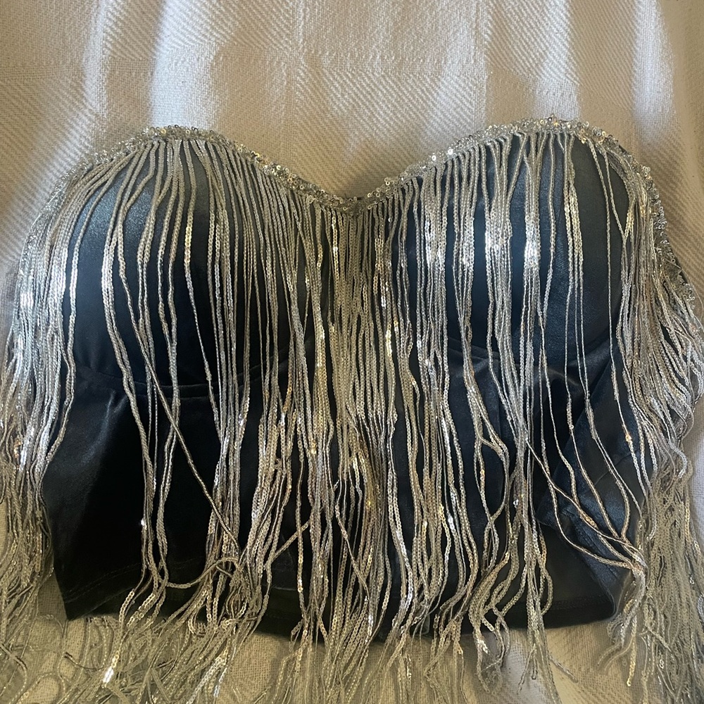 Fringe trim tube top